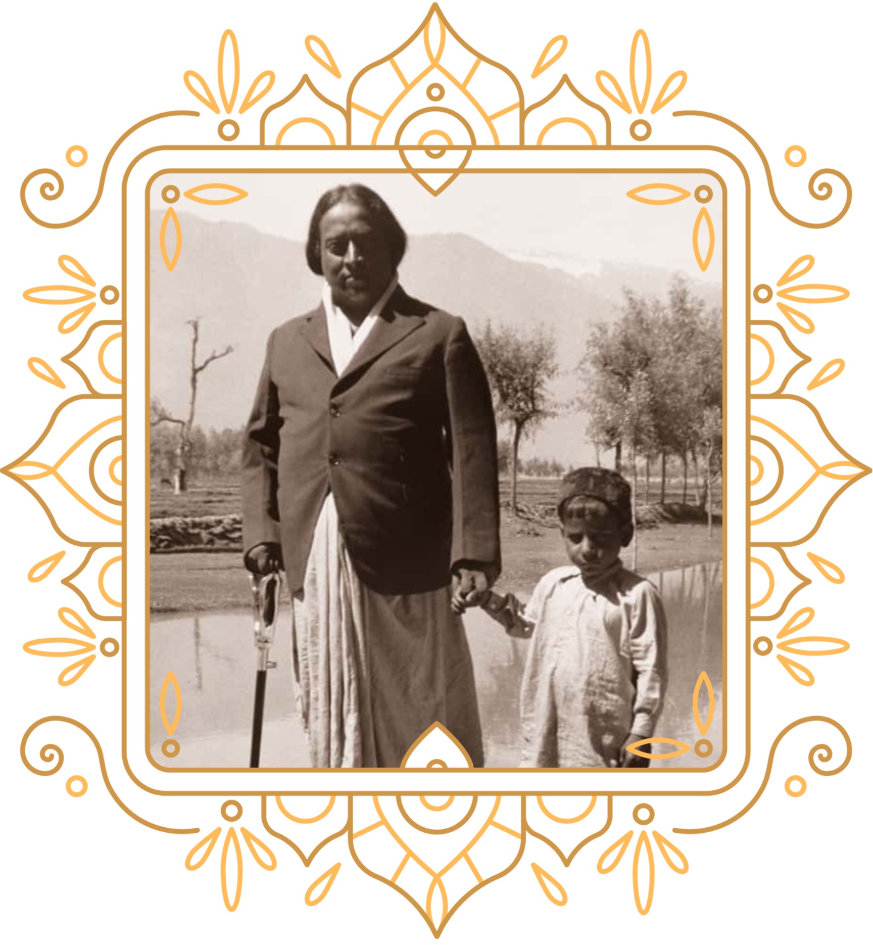 Paramahansa Yogananda with a child